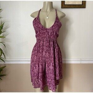 H&M Divided Women's Dark Pink Patterned Strappy Dress Dress